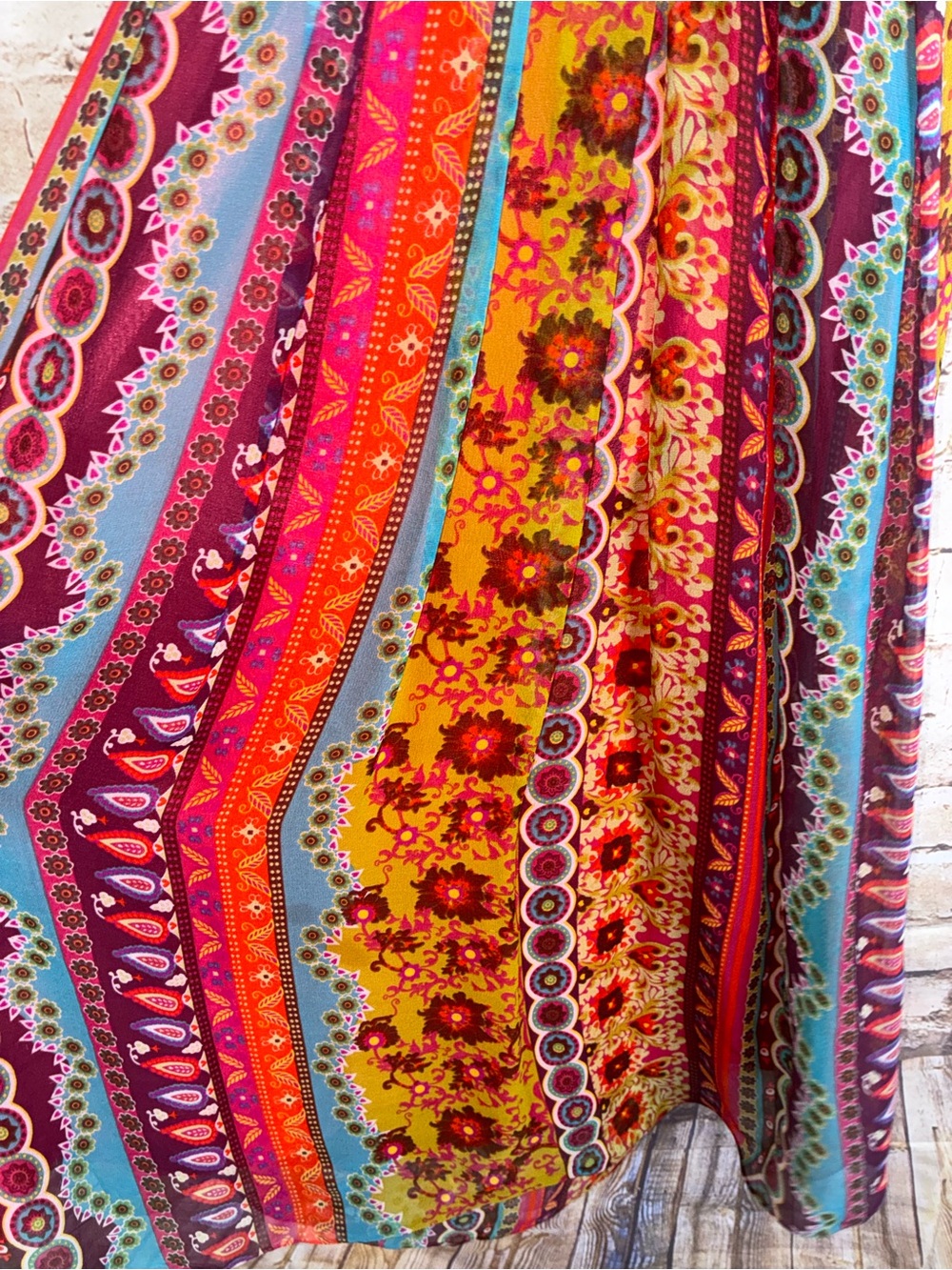 Vintage Y2K Morrell Maxie Silk Bohemian Halter Maxi Dress Size 6 - Picture 3 of 8